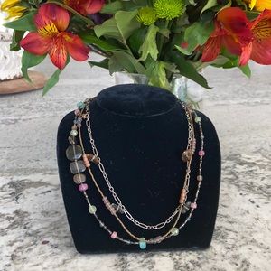 Silpada Necklace .925 Sterling Silver Smoky Quartz, Glass Accents